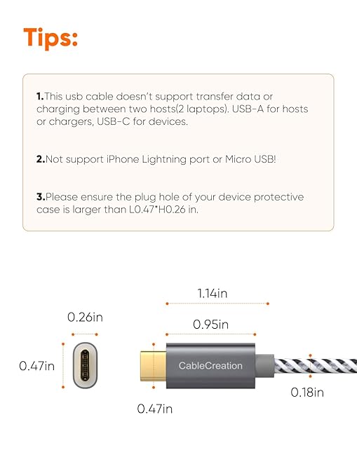 CableCreation USB C to USB A Cable 3FT, 10Gbps USB C to USB 3.2 USB 3.1 Gen2 USB A to C Data Cable, Android Auto 3A Fast Charge Cord for Type C External SSD MacBook, Galaxy S24+, iPhone 15/16+