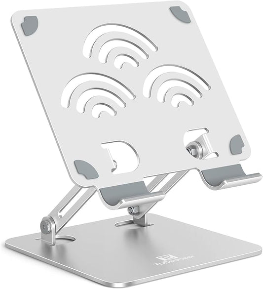 Tablet Stand, Adjustable Tablet Holder for Desk, Premium Aluminum Portable Holder for iPads, Kindle, Switch, and Smartphones, Fits 4-12" Devices Silver, Pro Size