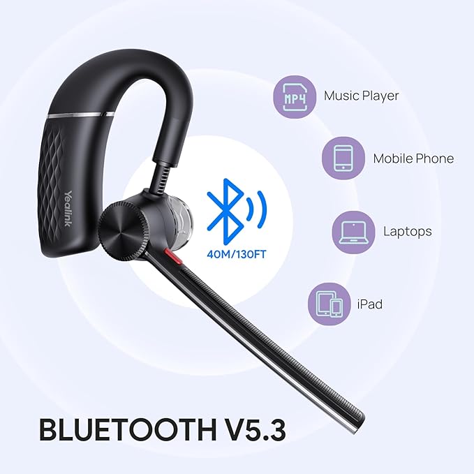Yealink Bluetooth Headset BH71 Pro,Teams Zoom Certified,Single Ear Wireless Headset with Charging Case,Bluetooth Earpiece with Noise Canceling Mic,Type-C/A USB Dongle,Connect Mobile/Mac/PC,