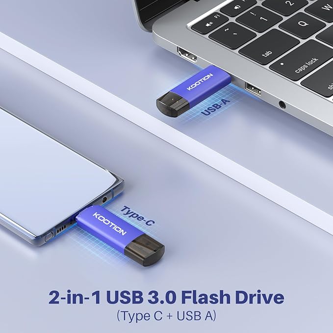 256GB USB C Flash Drive 5-Pack, KOOTION 2-in-1 Type-C Flash Drive USB-A & USB-C 3.0 Dual Drive OTG, Thumb Drive Memory Stick for Android Smartphone/Tablet/PC