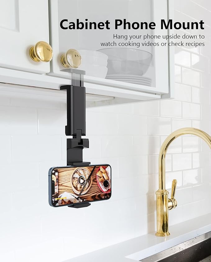 MiiKARE Travel Essentials Airplane Phone Holder, Universal Handsfree Phone Mount for Flying with 360 Degree Rotation, Travel Must Haves Phone Stand for Desk, Tray Table, Black&Black