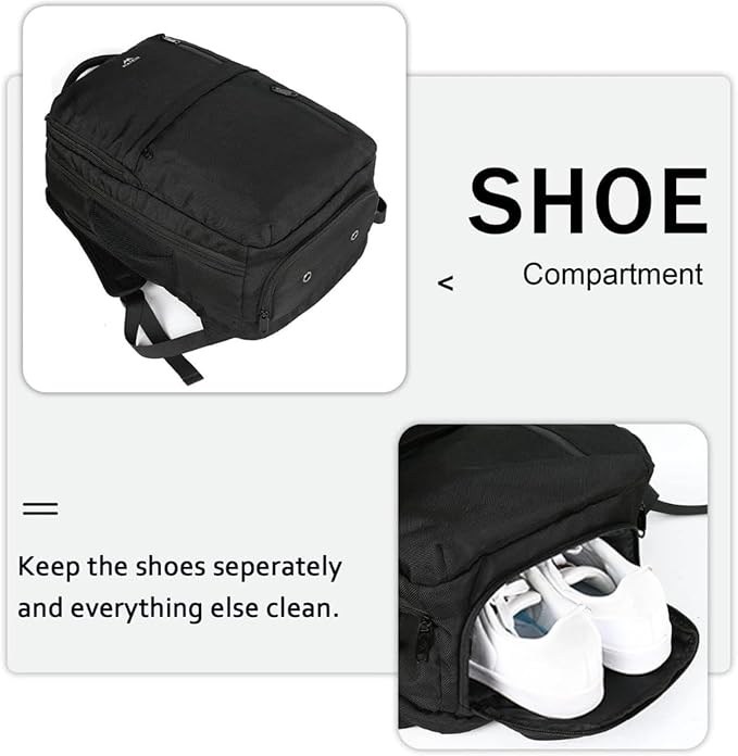 MATEIN Extra Large 45L Travel Laptop Backpack, Airline Approved Carry on Backpack with USB Port & Shoe Compartment, Water Resistant Luggage College Overnight Weekender Travel Bag Fit 18" Laptop, Black