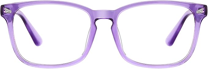 TIJN Blue Light Blocking Glasses for Women Men Clear Frame Square Nerd Eyeglasses Anti Blue Ray Computer Screen Glasses (Purple)