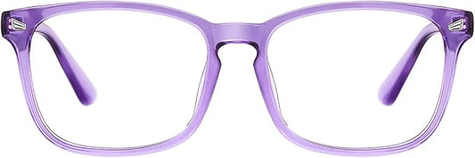 TIJN Blue Light Blocking Glasses for Women Men Clear Frame Square Nerd Eyeglasses Anti Blue Ray Computer Screen Glasses (Purple)