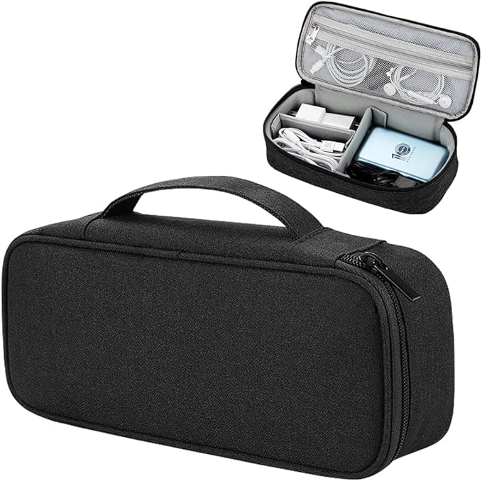 Teskyer Electronics Organizer Travel Case, Waterproof Portable Tech Accessories Pouch with Organized Compartments for Cables, Phone, Chargers, Earphone, Black