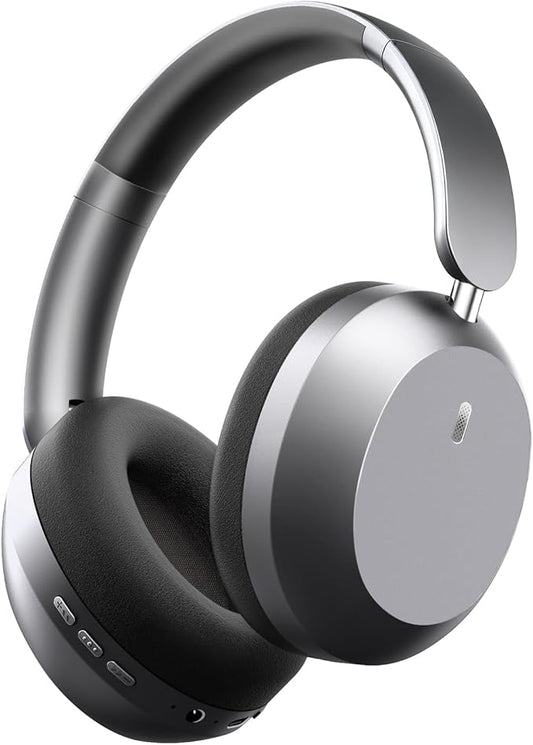 Wentronic Y05 Bluetooth Headphones Wireless Over Ear Noise Cancelling with Microphone 48 Hours Playtime, High Sound Quality Foldable Soft Earpads Earphones for Travel-Space Grey