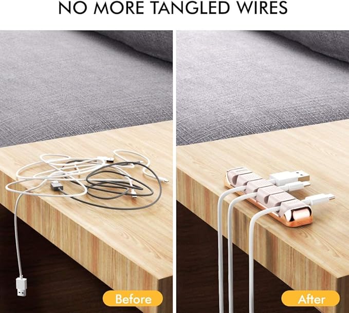 AHASTYLE Cable Organizer Holder 5 Slots Desktop Cord Wire Clips Keeper for Organizing USB Cable/Power Cord/Wire Home Office and Car (Pink)