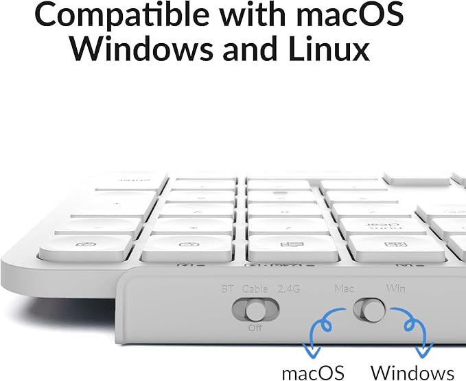 Keychron B1 Pro Ultra-Slim ZMK/Launcher Wireless Bluetooth 2.4 GHz/Wired Connection Keyboard for Mac Windows Linux - White