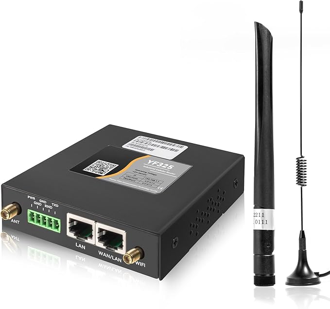 4G VPN Router, Industrial 4G LTE Router Yeacomm YF325 WiFi Modem Unlocked with Dual Sim Card Slot, RS232, External Antenna Cellular Modem in North/South America, NOT for Verizon