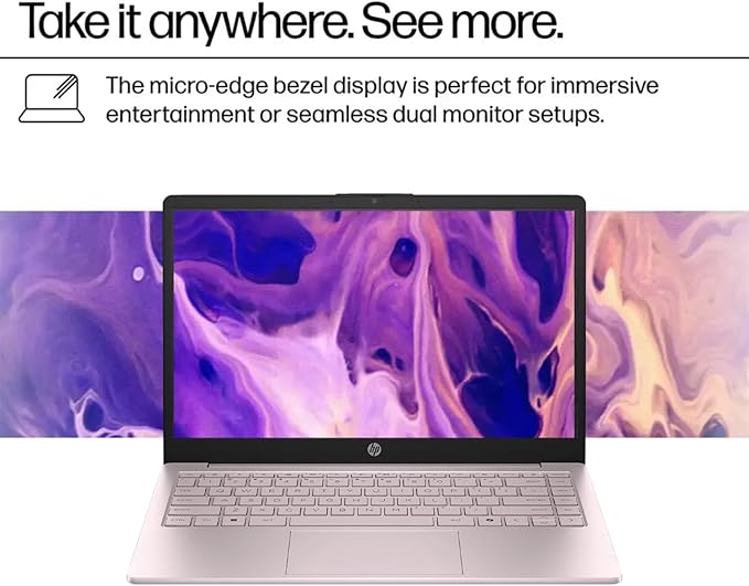 HP Ultrabook, Intel CPU, 8GB RAM, 1.6TB Storage (128GB OnBoard w/ 512GB Portable Drive + 1TB OneDrive), Up to 12 hrs Battery Life, Windows 11 Pro, Tranquil Pink, w/WOWPC 3-in-1 Bundle