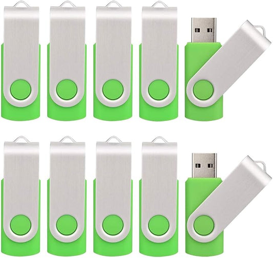 10 Pack 8GB USB Flash Drive 2.0 Memory Stick - Green