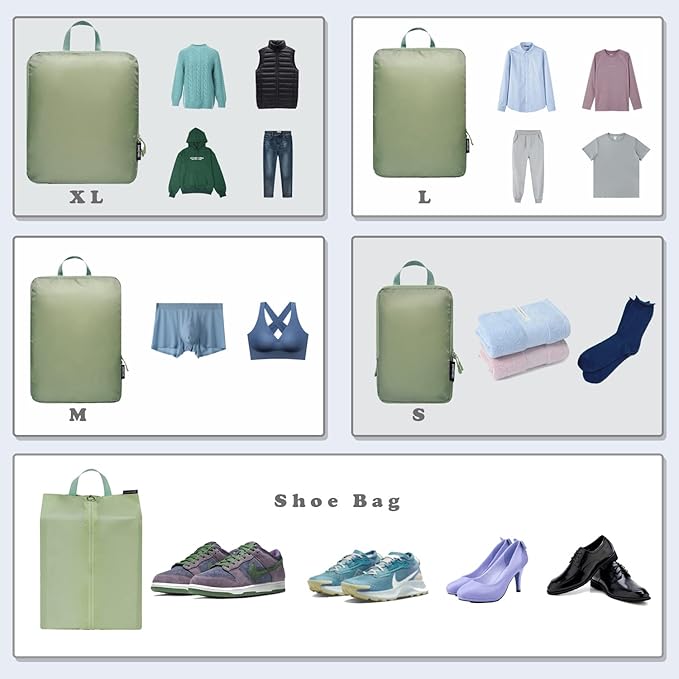 BAGAIL 6 Set Ultralight Compression Packing Cubes Packing Organizer for Travel Accessories Luggage Suitcase Backpack