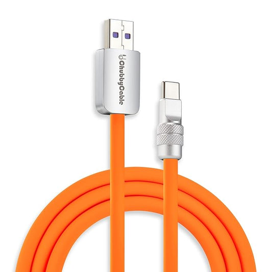 chubbycable Chubby 2.0 Fast Charging Cable Durable Soft Silicone USB C Cable 120W Extra Thick Charger Cord Compatible with iPhone 17-15 Series iPad, Orange, USB-A to Type-C, 8.2FT