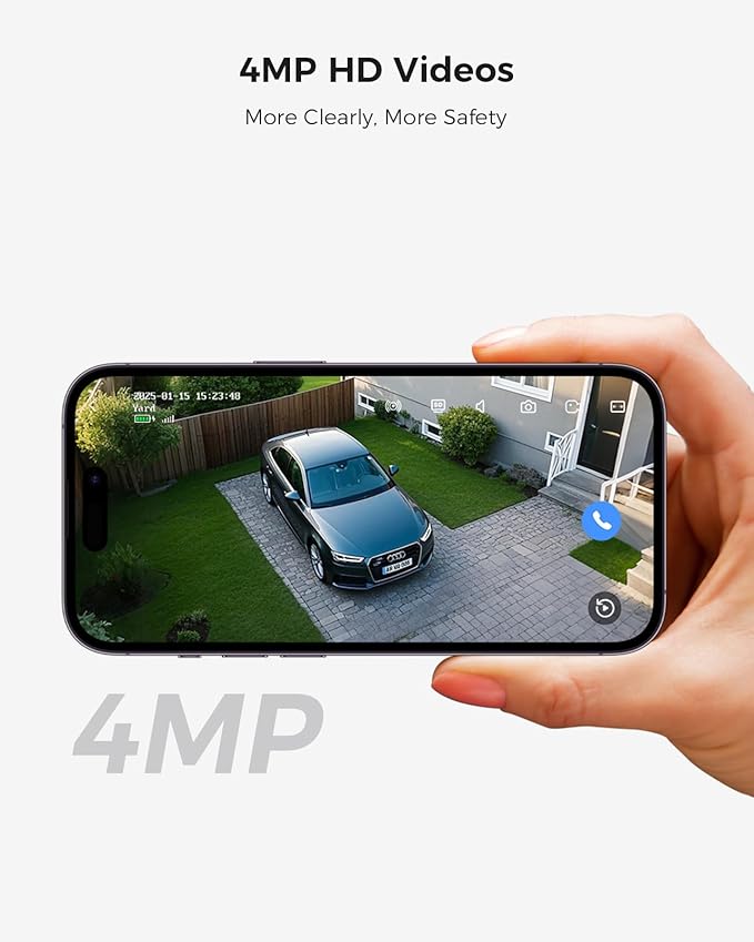 Hiseeu Solar Security Cameras Wireless Outdoor, 4 Cam-Kit, Expandable to 10CH, No Monthly Fee, Solar-Powered, Home Security Cameras System with 2K Color Night Vision, Easy Setup, 2.4G & 5G WiFi