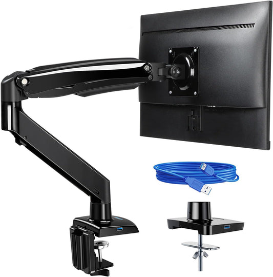 ErGear 13 to 49 inches Single Monitor Mount for Ultrawide Screens, Holds 26.5lbs, Gas Springs Single Monitor Arm, Single Monitor Stand with Swivel, Tilt, Rotation for Home and Office, VESA 75/100mm