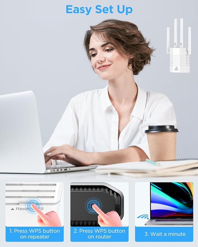 1200Mbps WiFi Extender, WiFi Extender Signal Booster for Home - WiFi Repeater, Internet Extender WiFi Booster, 12880 Sq Ft Reach, 105 - Device Support