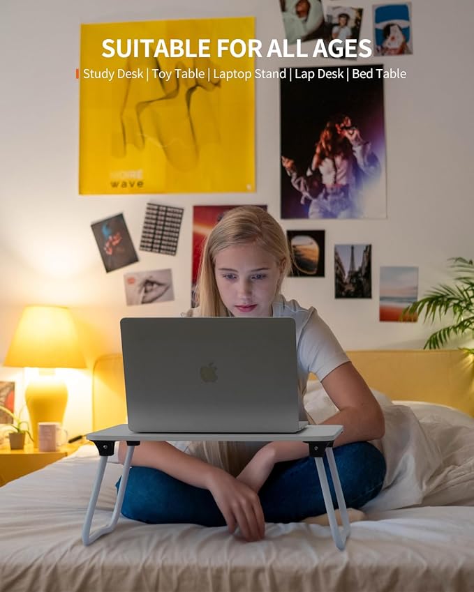 Foldable Lap Desk, Laptop Bed Desk, Portable Bed Table, Laptop Stand for Bed & Couch, Lightweight & Mini - Black