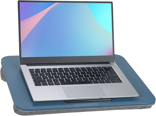 Portable Laptop Desk Fits Up to 16“ Laptops, with Tablet Slot, Built-in Cushion, Great for Home & Office,Lap Desk for Laptop,Lap Desk with Cushion (Blue, Medium)