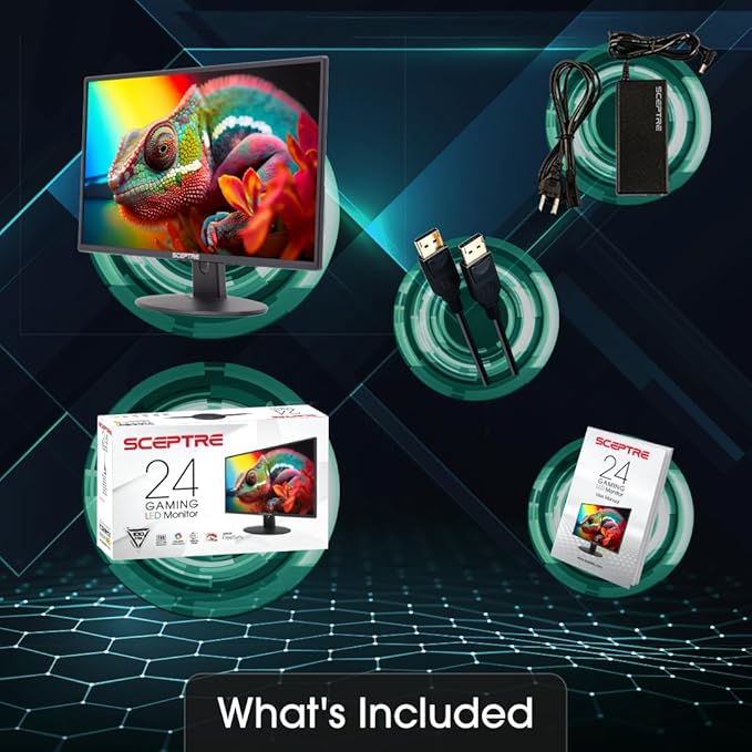 Sceptre New 24-inch Professional Monitor 100Hz 1ms HDMI x2 VGA 100% sRGB Build-in Speakers, Eye Care Machine Black (E248W-FW100TR)