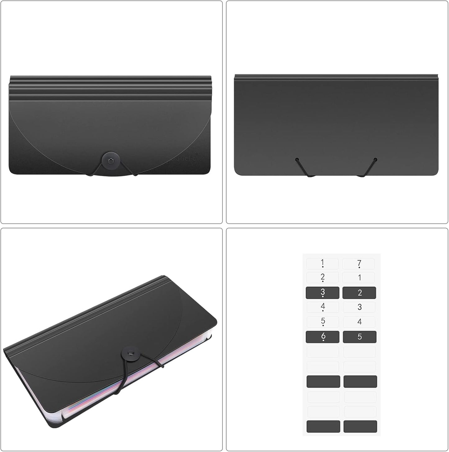 Uquelic Stand Receipt Organizer Folder - 13 Pockets Expanding Coupons Storage/Rainbow Large Capacity Bill Organizer for Desk with Label, Receipt Organizer for Business (2 Pack Piano)