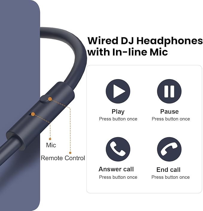 OneOdio A71 Hi-Res Studio Recording Headphones - Wired Over Ear Headphone with SharePort, Monitoring Mixing Foldable Headset with Stereo Sound, 3.5/6.35MM Jack for PC Computer DJ Guitar-Navy Blue