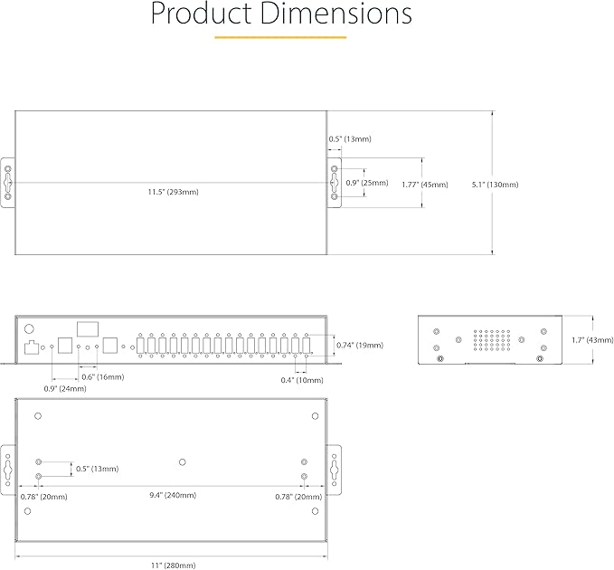 StarTech.com 16-Port Industrial USB 3.0 Hub 5Gbps, Metal, DIN/Surface/Rack Mountable, ESD Protection, Terminal Block Power, up to 120W Shared USB Charging, Dual-Host Hub/Switch, TAA