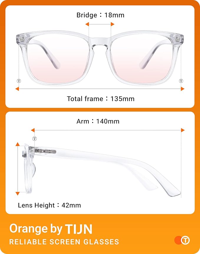 TIJN Blue Light Blocking Glasses for Women Men Clear Frame Square Nerd Eyeglasses Anti Blue Ray Computer Screen Glasses