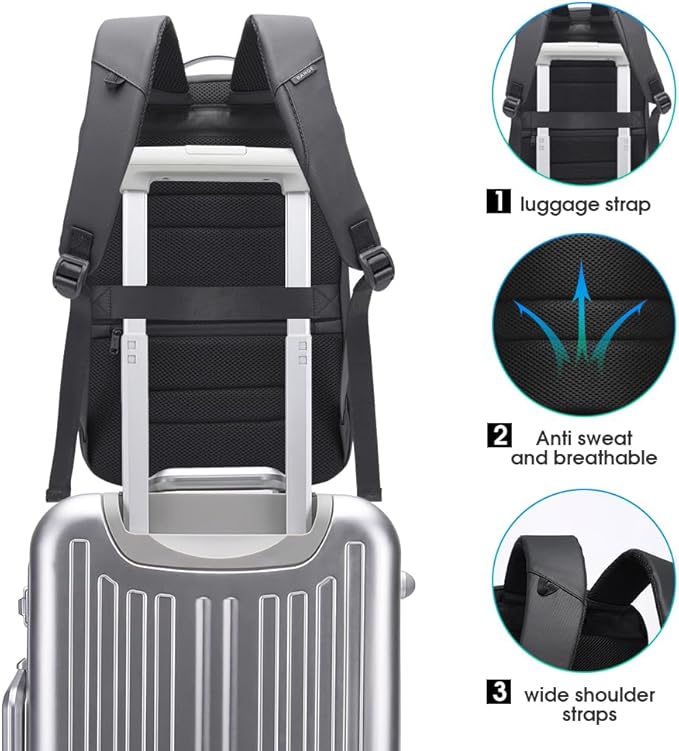 BANGE Business Backpack with USB Charging Port, Anti Theft Laptop Backpacks Fit for 15.6 INCH,Men Travel Backpack with Water Bottle Holder for Men and Women