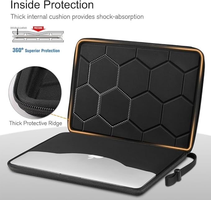 FINPAC Hard Laptop Sleeve Case for 13 inch MacBook Air M4 2025 M3 2024, 14 inch MacBook Pro M4/M3/M2/M1 A2918 A2992 A2779 A2442, 13'' Air/Pro, Waterproof Case for Dell, Surface Laptop, HP, Acer, Black
