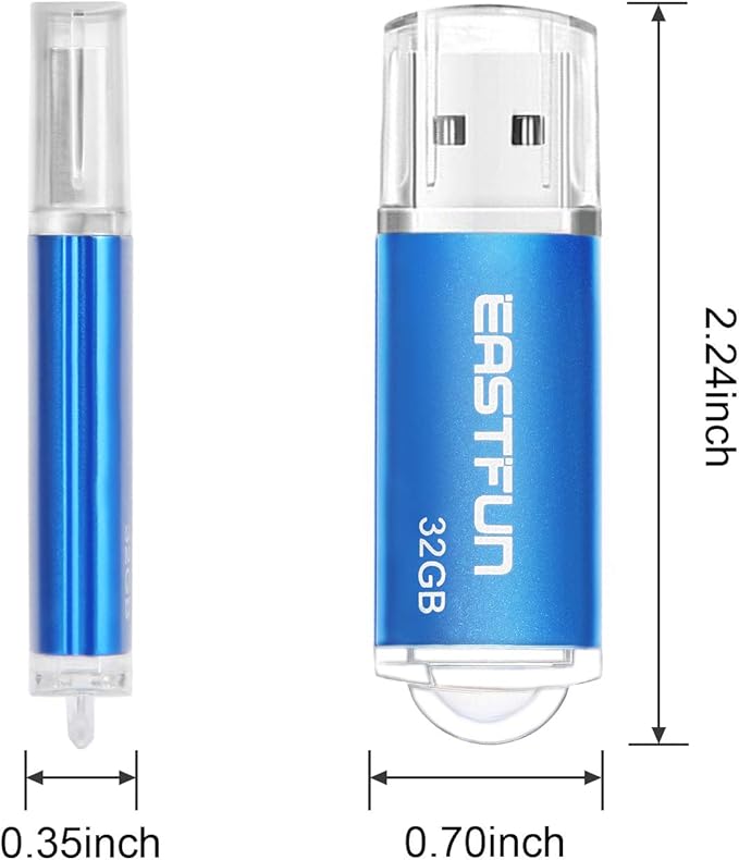 EASTFUN 32GB USB 2.0 Flash Drive Memory Stick Thumb Drive, 4 Pack (4x32GB) Colors (Gold Purple Blue Green)