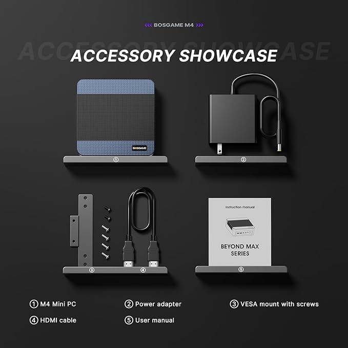 BOSGAME M4 Oculink Mini PC, AMD Ryzen 7 8745HS Desktop Computers, 32GB DDR5, 1TB SSD, Radeon 780M for Game, Wi-Fi 6, BT 5.2, Dual 2.5GbE LAN, USB 4