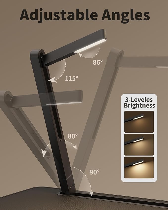 Laptop Bed Tray Desk with LED Desk Light, SAIJI Adjustable Laptop Stand for Bed, XX-Large PVC Leather Foldable Table with Book Stand,Wrist Rest, Extra Leg Room(Black)