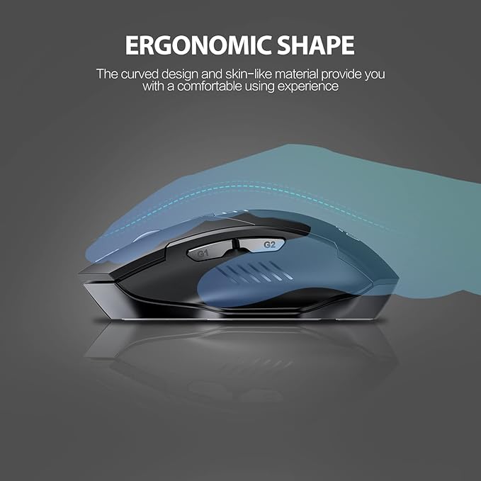 INPHIC Wireless Mouse for Laptop Rechargeable, Upgraded Visible Battery, 2400 DPI, Silent Ergonomic Computer Mice, Mac, PC etc.