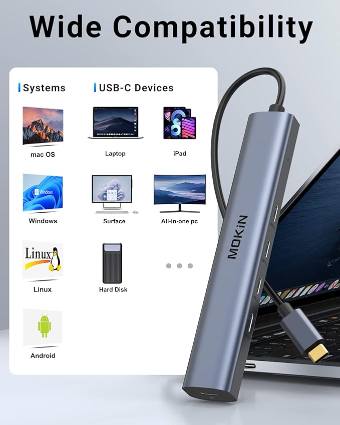 USB C Hub,10Gbps Splitter with 4*USB C 3.1, 100W PD Ports, Hub Multiport Adapters for MacBook Pro/Air M2 M1, iPad, Surface Pro,Dell, HP,Lenovo(Not Support Extend Monitor)