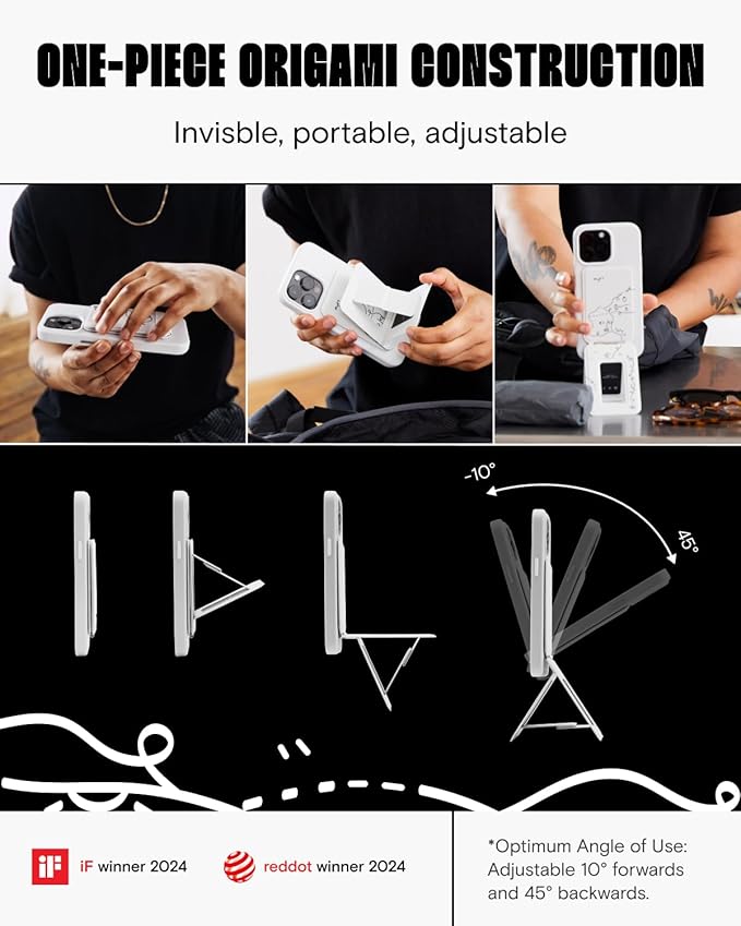 MOFT Phone Tripod Stand Selfie Stick x Shantell Martin for iPhone, Multi-Angles iPhone Stand, Lightweight & Portable Phone Holder, Strong Magnets, MOVAS Vegan Leather, Misty Cove (Without Card Slot)