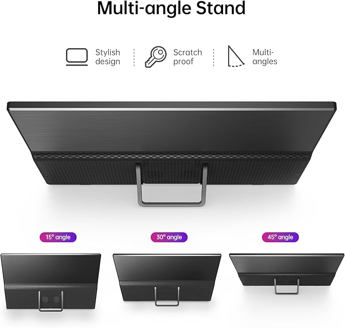 Yxk Portable Monitor 15.6 Inch 1080P USB-C HDMI Ultra-Slim Travel Monitor with Kickstand, for Laptop, PC, Mac Phone, PS, Xbox, Swich IPS Ultra-Thin Zero Frame Gaming