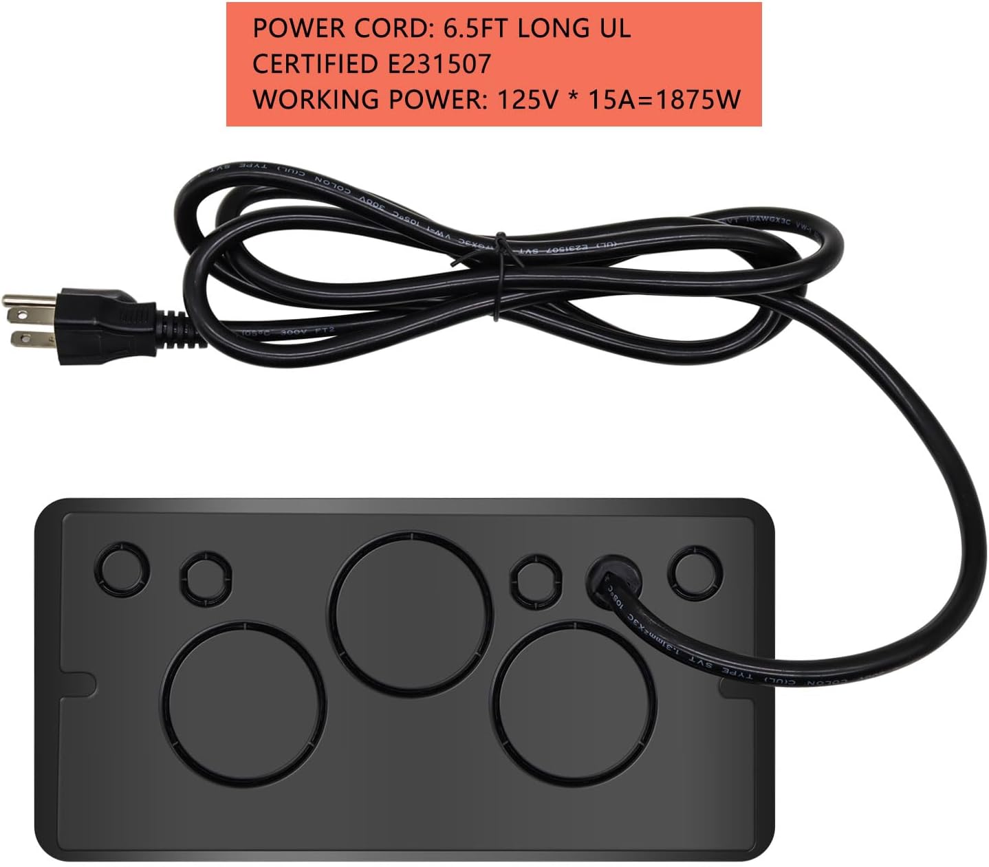 Pop Up Outlet;Pop up Power Strip; Embedded countertop;6.5 Feet 16AWG UL Cable 4 AC Outlets Max Power 1875w USB C PD 20W Fast Charging Used for Home Office Conference, etc (Black)