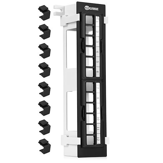 Everest Media 12-Port Keystone Patch Panel (4-Pack) - Removable 6-Port Panels - with 89D Wall Mount Bracket - Vertical/Horizontal Installation - 8 Blank Keystone Jack Inserts Included