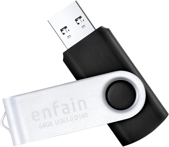Enfain 2-Pack 64GB USB 3.0 Flash Drives (Black+Blue) – High-Speed Thumb Drives for Data Storage, Backup & Sharing