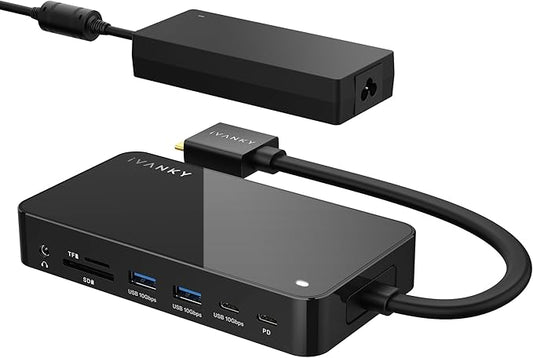 iVANKY FusionDock 1+ MacBook Pro Docking Station with 180W Power Adapter, 12-in-1 Dual 4K@60Hz USB C Dock for MacBook Pro/Air Thunderbolt 3/4 Dock HDMI 2.0, 96W PD, 6 USB, 2.5Gbps Ethernet SD/TF Audio