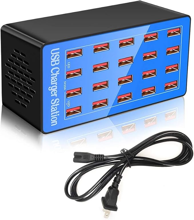 MaxLax USB Charging Station, 20-Port 100W/20A Multi-USB Charger Station for Smartphones, Tablets, and Other Devices