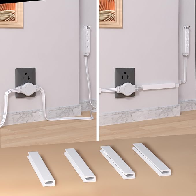 3-Prong Twin Extension Cord 16FT Double Cord 8 FT Each Side Slim Flat Head Extension Cord Total 6 Outlets