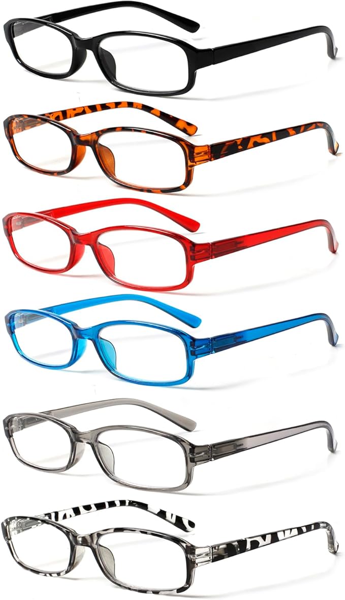 NORPERWIS 6 Pack Ladies Reading Glasses for Women Blue Light Blocking Spring Hinge Fashion Eyeglasses Readers for Women (6 Pack Mix Color-8, 1.00)