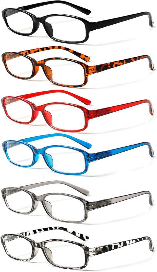 NORPERWIS 6 Pack Ladies Reading Glasses for Women Blue Light Blocking Spring Hinge Fashion Eyeglasses Readers for Women (6 Pack Mix Color-8, 4.00)