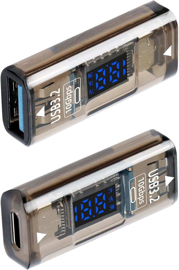 USB A Female to USB C Female Adapter,Type C to USB A Adapter Double Side,36W Fast Charging，10Gbps Data Transmission，with LED Display，Suitable for Laptops, Desktop Computers(2 Pack)