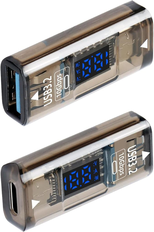 USB A Female to USB C Female Adapter,Type C to USB A Adapter Double Side,36W Fast Charging，10Gbps Data Transmission，with LED Display，Suitable for Laptops, Desktop Computers(2 Pack)