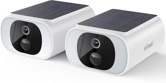 ieGeek Solar Camera Outdoor Wireless, 2K Outside Cameras for Home Security, Embedded Solar Panel, AI Motion Detection, Smart Spotlight & Alarm, No Hub Needed, 2 Pack