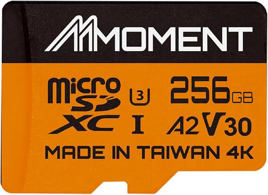 MMOMENT 256GB Micro SDXC Card, A2, UHS-I, U3, V30, Class 10 Compatible, Read Speed Up to 160 MB/s, Write Speed Up to 120 MB/s, SD Adapter Included