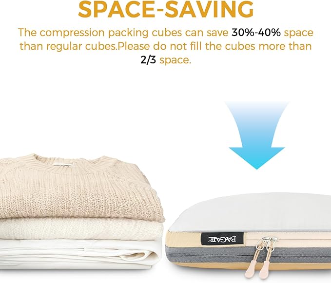 BAGAIL 6 Set Ultralight Compression Packing Cubes Packing Organizer for Travel Accessories Luggage Suitcase Backpack