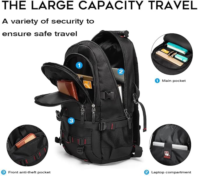 KAKA Travel Backpack Fight Approved with 17.3 inch Laptop Lackpack Compartment Outdoor Duffle Bag for men and women